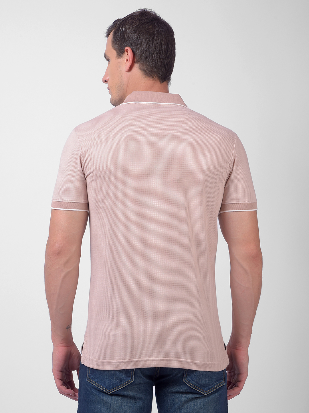 Numero Uno Men Beige Polo Neck T-Shirt